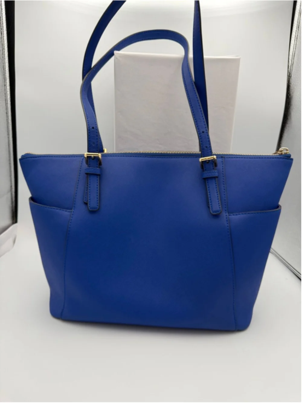 Women's Michael Kors Blue Tote Bag with Gold Hardware - Picture 2 of 10